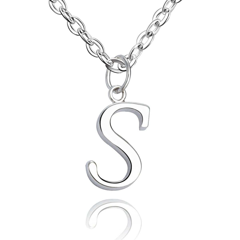 Simple Initial Necklaces Sterling Silver, 16"-18" Pendant Necklace S / High Polished