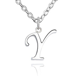 Simple Initial Necklaces Sterling Silver, 16"-18" Pendant Necklace Y / High Polished
