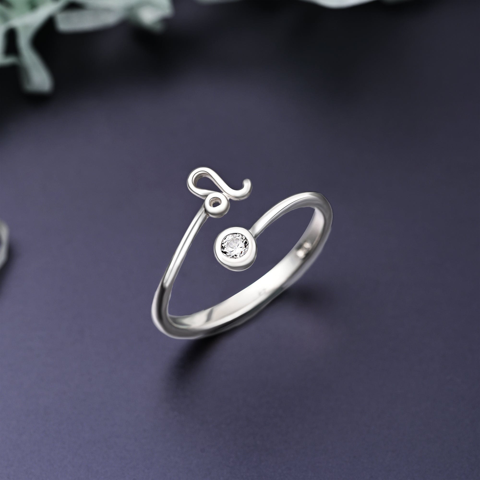 Leo Ring Silver Adjustable Zodiac Sign Ring - Eleganzia Jewelry