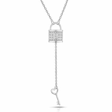 Love Lock and Key Necklace Sterling Silver Pendant Necklace Length 16"-18" / High Polished