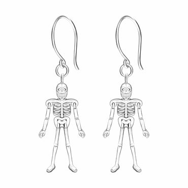 Moveable Skeletons Dangle Earrings Sterling Silver Drop Earrings