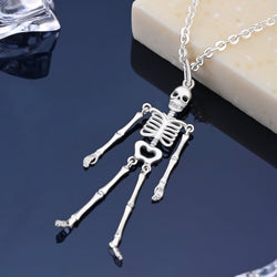 Moveable Skeleton Necklace Sterling Silver Pendant Necklace