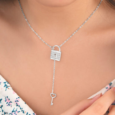 Love Lock and Key Necklace Sterling Silver Pendant Necklace