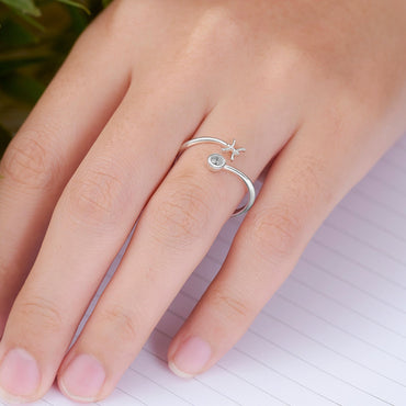 Pisces Ring Sterling Silver Adjustable Zodiac Sign Ring Ring