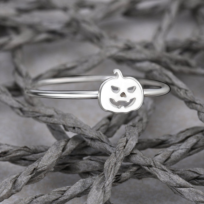 Jack-o-Lantern Pumpkin Ring Sterling Silver Ring