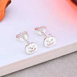 Jack-o-Lantern Pumpkin Stud Earrings Sterling Silver Stud Earrings