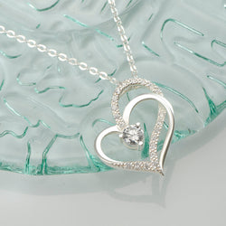 Eternity Silver Double Heart Necklace Pendant Necklace