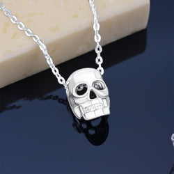 Sterling Silver Evil Skull Necklace Pendant Necklace