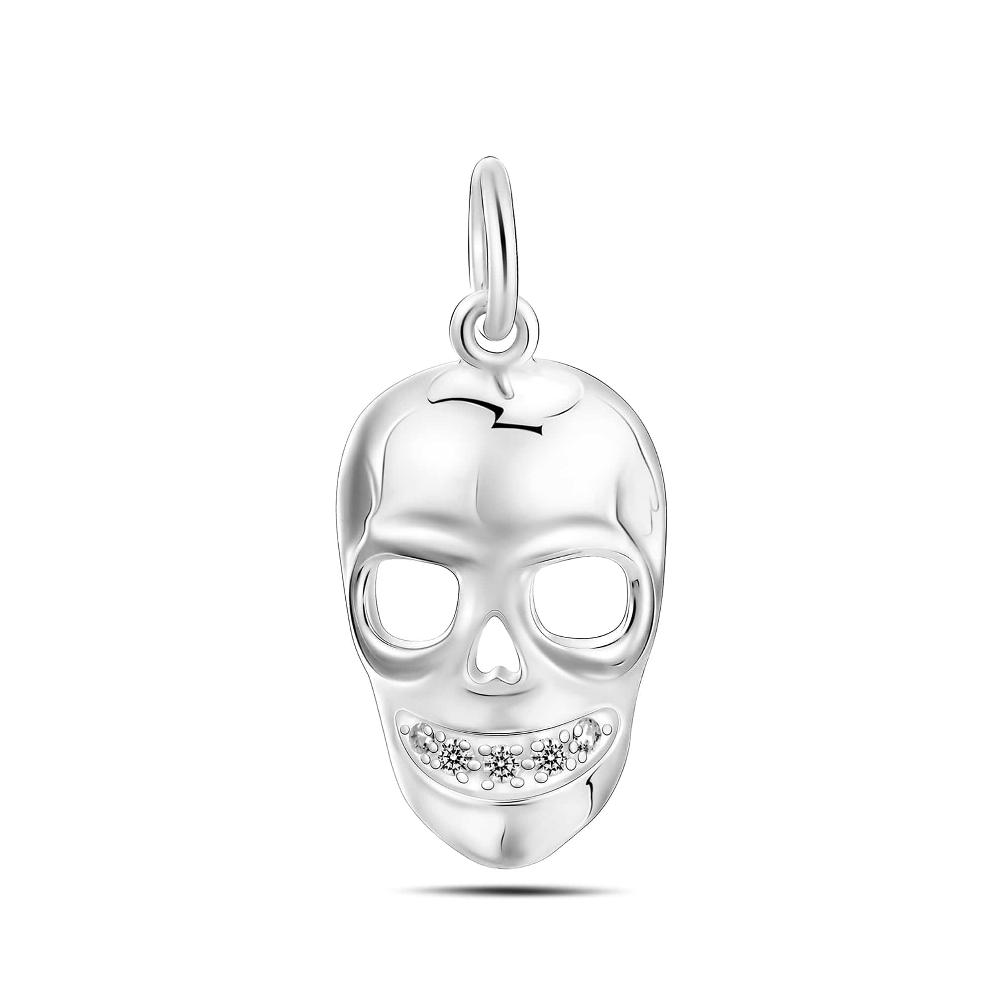 CZ Spooky Skull Pendant Sterling Silver