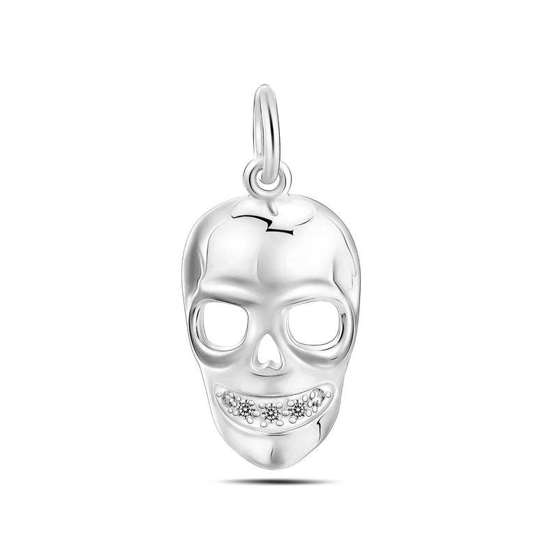 CZ Spooky Skull Pendant Sterling Silver