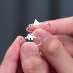 Tiny Winter Snowflake Ring Sterling Silver Stacking Ring