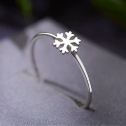 Tiny Winter Snowflake Ring Sterling Silver Stacking Ring