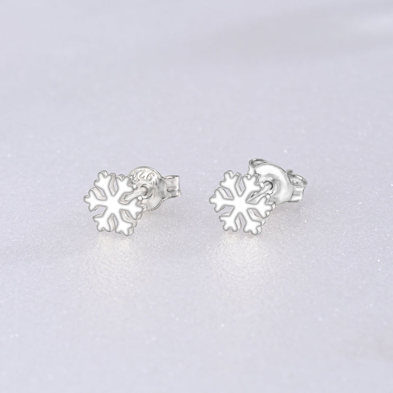 Petite Snowflake Earrings Studs Sterling Silver Stud Earrings