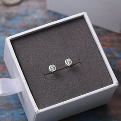 CZ Geometric Square Stud Earrings Sterling Silver Stud Earrings