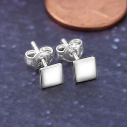 Simple Square Earrings Studs Sterling Silver Stud Earrings