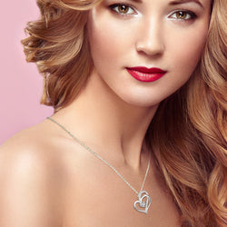 Eternity Silver Double Heart Necklace Pendant Necklace