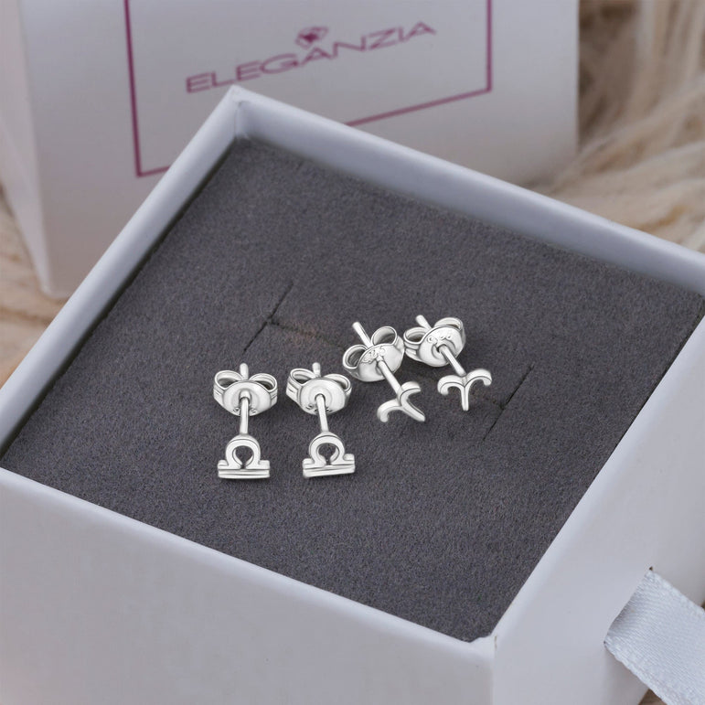Libra Stud Earrings Sterling Silver - Zodiac Constellation Earrings Stud Earrings