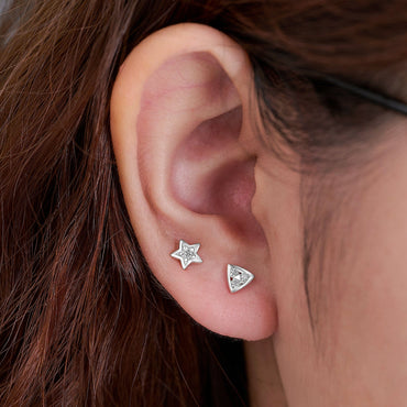CZ Geometric Triangle Stud Earrings Sterling Silver Stud Earrings