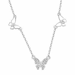 Triple Butterfly Necklace Sterling Silver Pendant Necklace