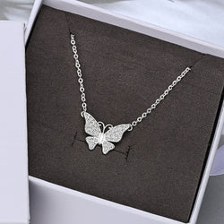 Monarch CZ Butterfly Necklace Sterling Silver Pendant Necklace