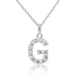 CZ Initial Necklaces Sterling Silver, 26 Alphabets