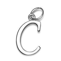 Simple Initial Sterling Silver Pendants, 26 Alphabets Pendant Necklace C