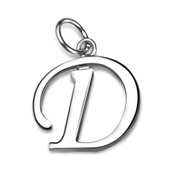Simple Initial Sterling Silver Pendants, 26 Alphabets Pendant Necklace D