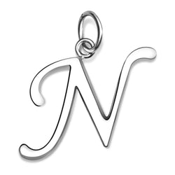 Simple Initial Sterling Silver Pendants, 26 Alphabets Pendant Necklace N