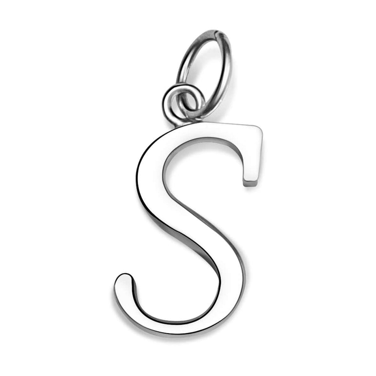 Simple Initial Sterling Silver Pendants, 26 Alphabets Pendant Necklace S