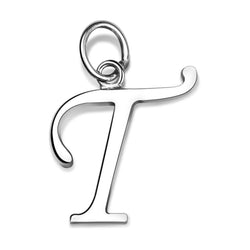 Simple Initial Sterling Silver Pendants, 26 Alphabets Pendant Necklace T