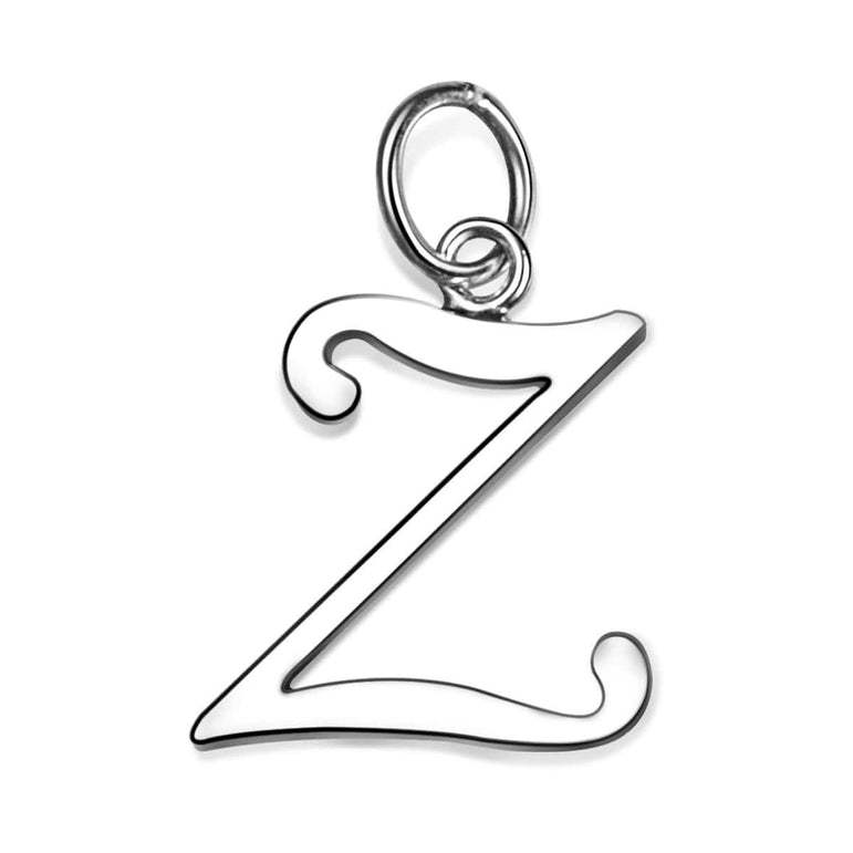 Simple Initial Sterling Silver Pendants, 26 Alphabets Pendant Necklace Z