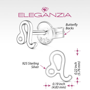 Leo Stud Earrings Sterling Silver - Zodiac Constellation Earrings Stud Earrings