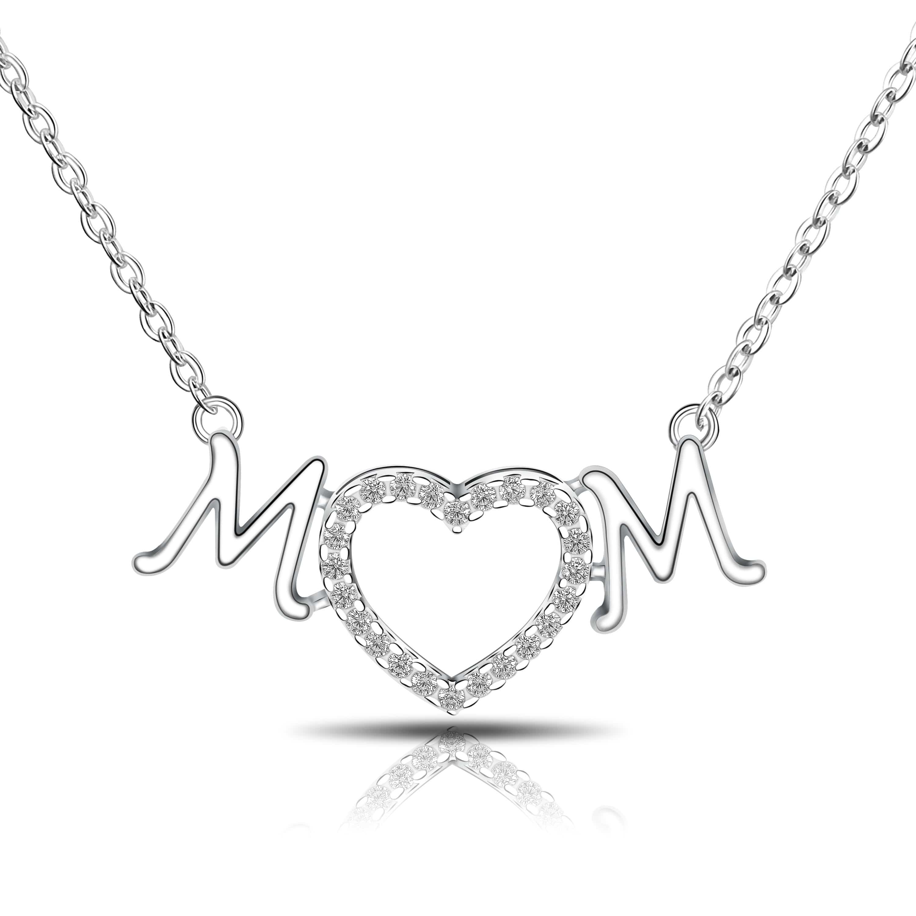 Mother Heart Necklace Sterling Silver Pendant Necklace