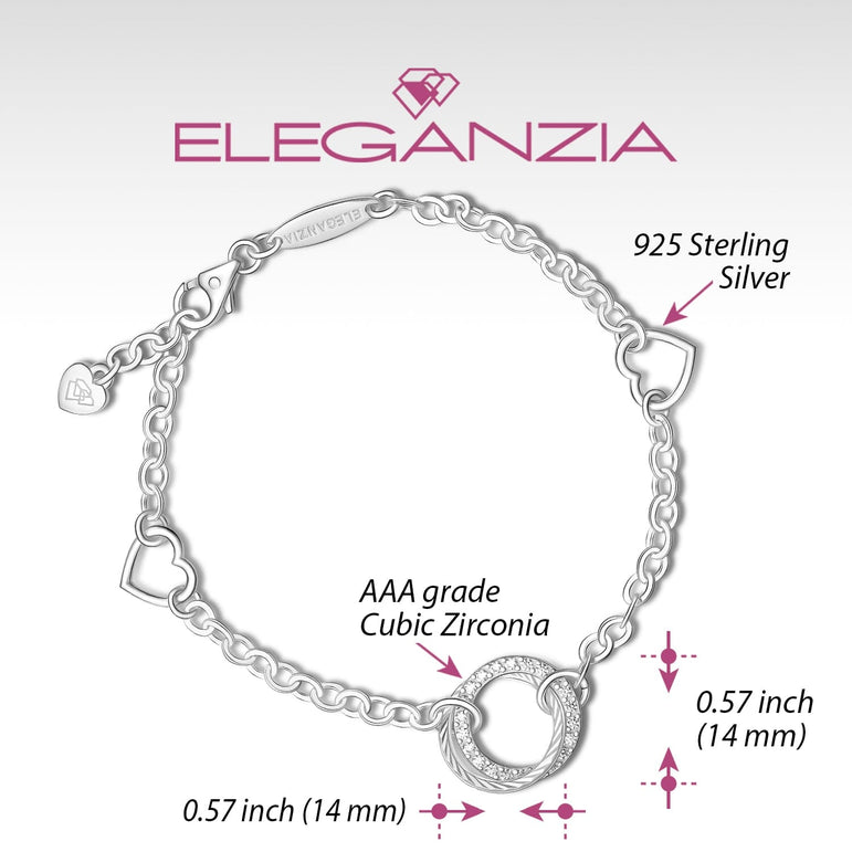 CZ Interlocking Adjustable Bracelet, Sterling Silver