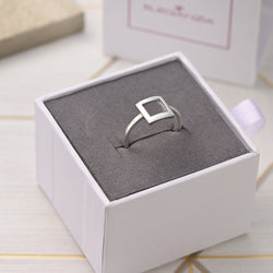 Open Square Sterling Silver Rings Jewelry Ring