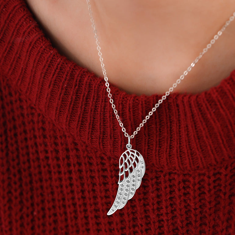 Guardian Angel Wing Necklace Sterling Silver Pendant Necklace
