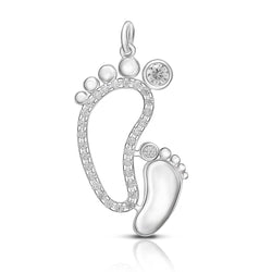 Mom and Baby Feet Sterling Silver Pendant Jewelry Pendant
