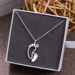 Mom and Baby Feet Necklace Sterling Silver Pendant Necklace