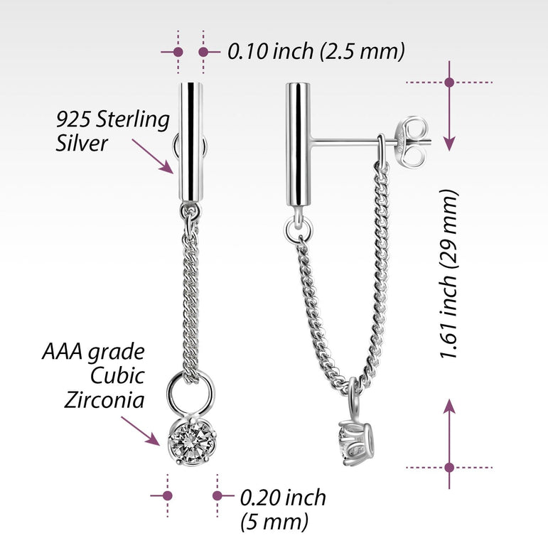 Bar Dangling Earrings | Silver Stud Earrings - Eleganzia Jewelry Stud Earrings