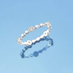 CZ Beaded Sterling Silver Stackable Rings Stacking Ring