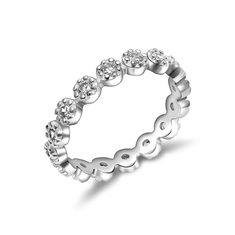 CZ Bead Stackable Rings Sterling Silver Stacking Ring