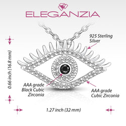 CZ Regal Evil Eye Necklace with Lashes Sterling Silver Pendant Necklace