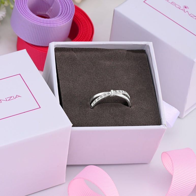 CZ Enchanted Bow Silver Promise Rings for Her Promise Ring