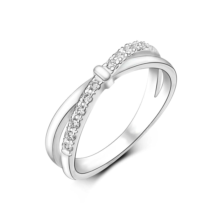 Cute Female Girls White Round Wedding Ring Luxury 14K White Gold CZ Stone  Ring Promise Engagement Rings for Women
