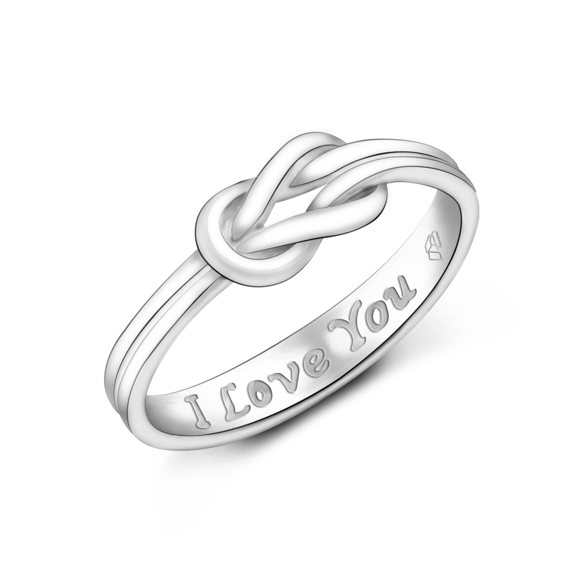 Braided Knot Silver Promise Rings for Her Couple Ring
