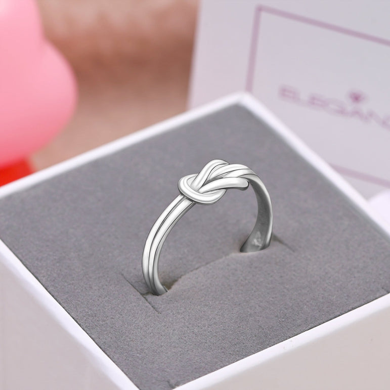Braided Knot Silver Promise Rings for Him Couple Ring