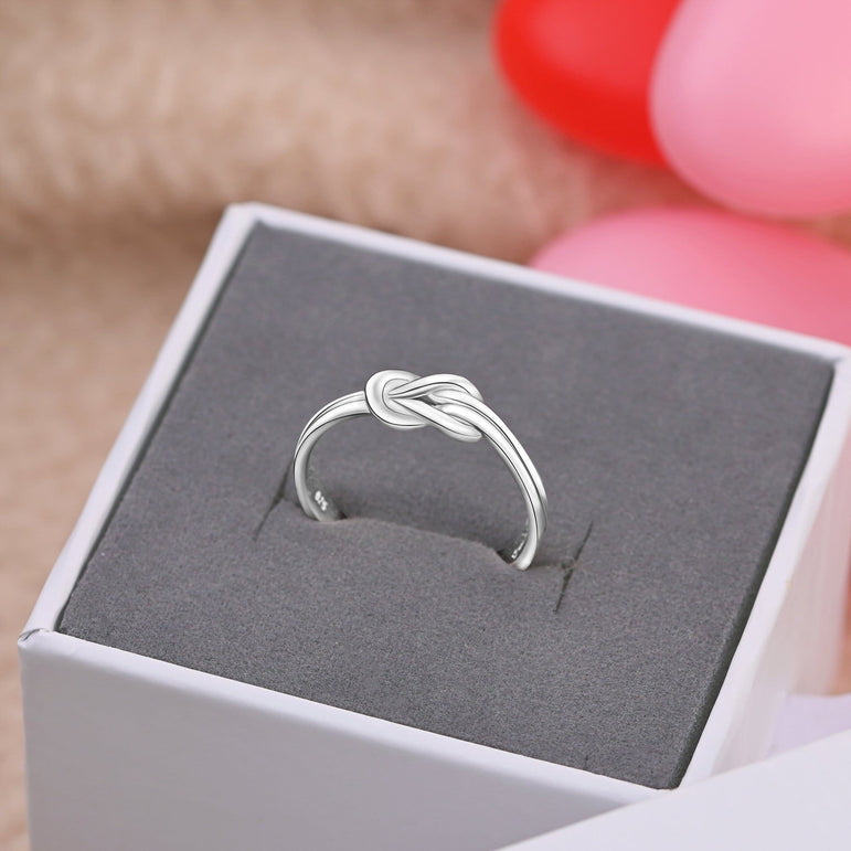 Braided Knot Silver Promise Rings for Her Couple Ring