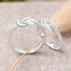Braided Knot Silver Promise Rings for Couples Set Couple Ring