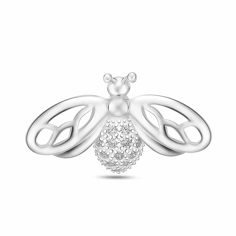 CZ Queen Bumble Bee Pendant Sterling Silver Pendant Necklace
