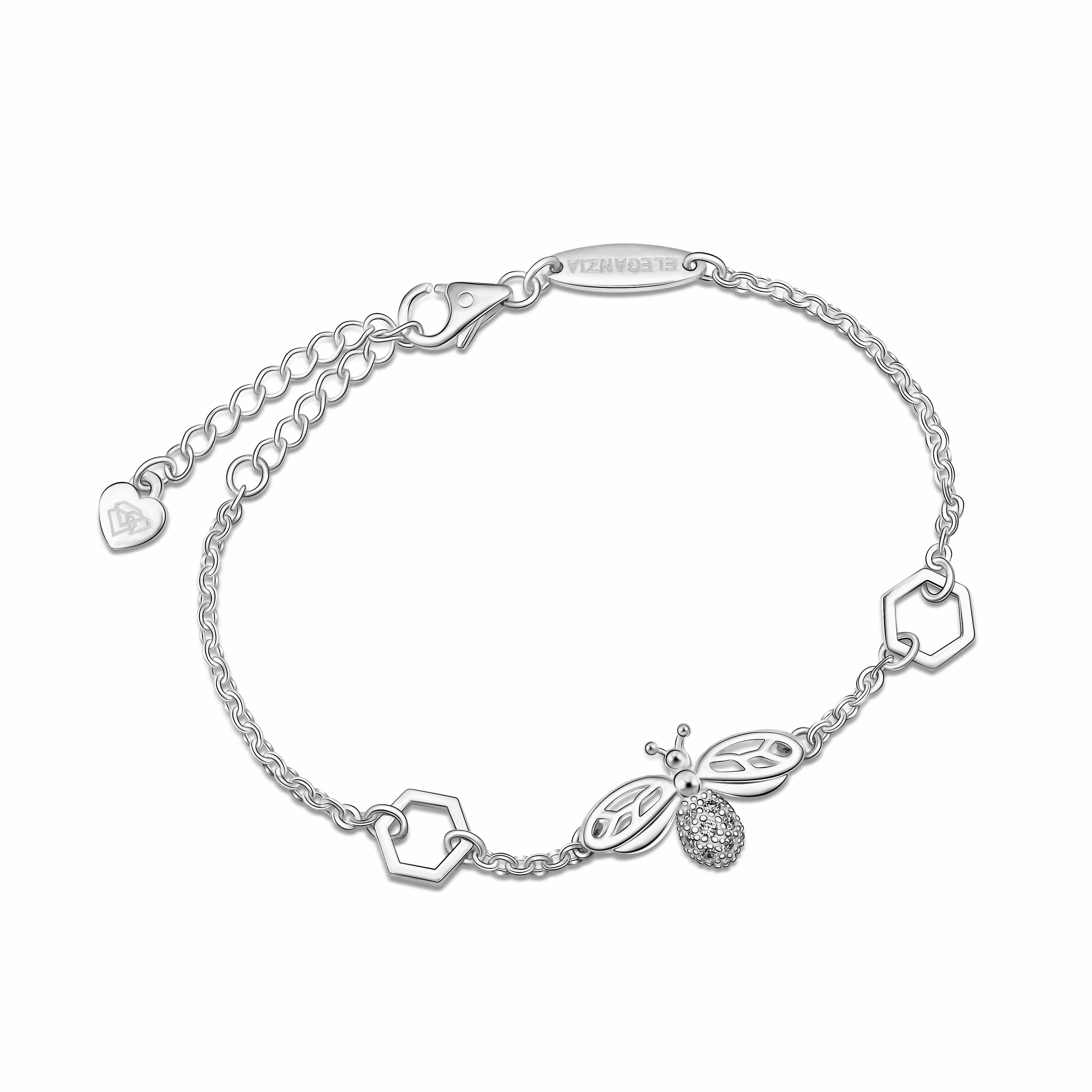 CZ Bumble Bee Bracelet Silver with Honeycomb Jewelry Bracelet